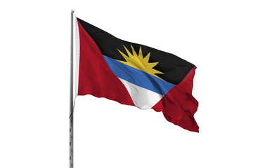 Waving Antigua and Barbuda country flag, isolated