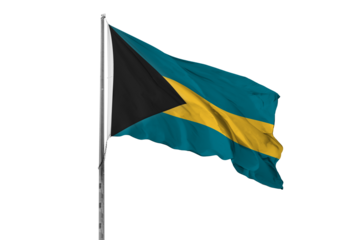 Waving Bahamas country flag, isolated