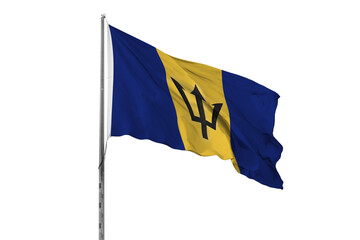 Waving Barbados country flag, isolated