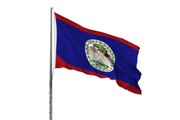 Waving Belize country flag, isolated
