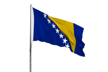 Waving Bosnia and Herzegovina country flag, isolated