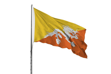 Waving Bhutan country flag, isolated