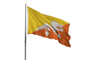 Waving Bhutan country flag, isolated