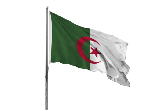 Waving Algeria country flag, isolated