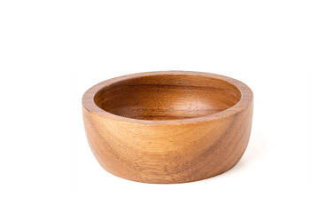 wooden bowl empty .isolated on a white background.