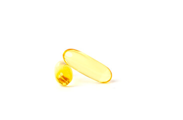 fish oil in capsules. isolated on a white background.