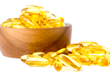 fish oil in capsules. isolated on a white background.