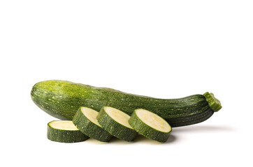 Sliced ​​zucchini. isolated on a white background.