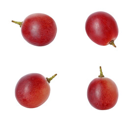 Delicious fresh red grapes isolated on white, set