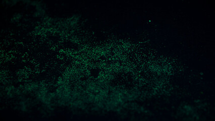 Abstract dark background with green spots. 