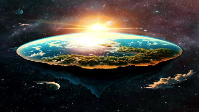 The illusion of a flat earth with a touch of vintage sunlight lighting smoke is a stunning celestial astronomy backdrop