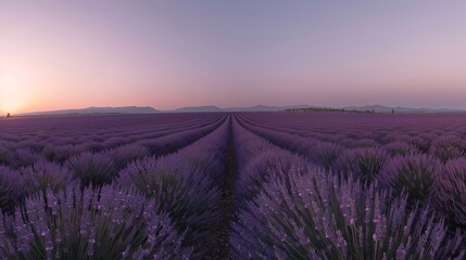 Sunset Lavender Field Panorama