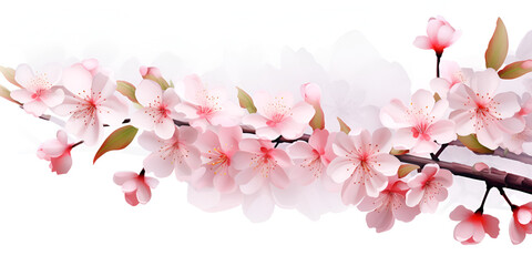 cherry blossom floral pink beautiful flowers branch with nature vector background