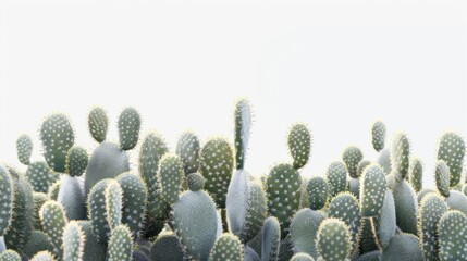 Cacti with their unique shapes and textures white background 