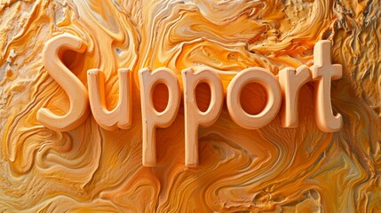 Orange Marble Support concept creative horizontal art poster.