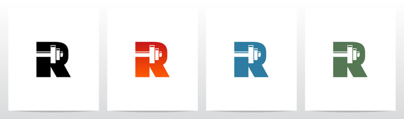 Fototapeta premium Dumbbell Barbell on Letter Initial Logo Design R