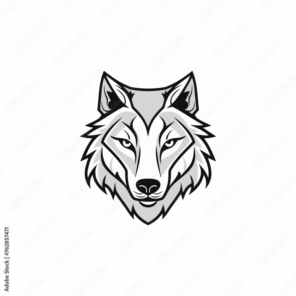 Sticker geometric colorful wolf logo vector icon design template