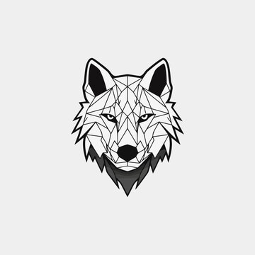 Geometric colorful wolf logo vector icon design template