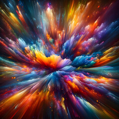 Obraz premium Colors abstract cosmic vibrant swirl abstract colorful spectacle with a blend of hues. An abstract colorful blend resembling a galaxy. Vibrant color explosion resembling a cosmic event.