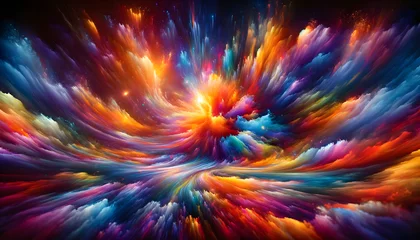 Foto op Canvas Colors abstract cosmic vibrant swirl abstract colorful spectacle with a blend of hues. An abstract colorful blend resembling a galaxy. Vibrant color explosion resembling a cosmic event. © Roman