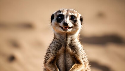 A Meerkat With A Joyful Look On Its Face Upscaled 4 - obrazy, fototapety, plakaty
