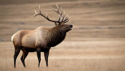 An Elk Bull With A Massive Rack Of Antlers A Symb Upscaled - obrazy, fototapety, plakaty