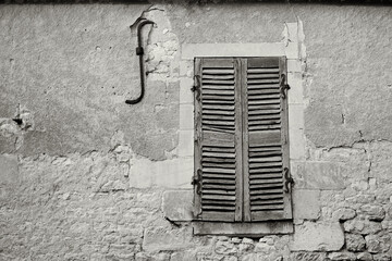 Closed Window Shutters in Black and White