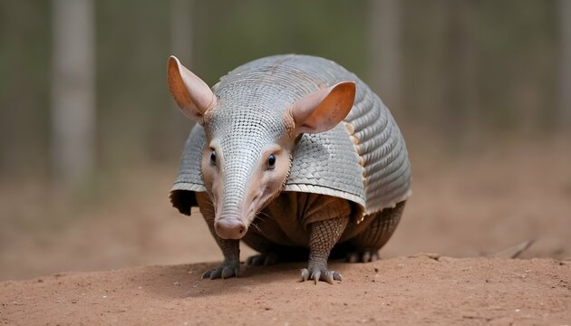 An Armadillo With Its Ears Perked Up Alert For Pr Upscaled 3