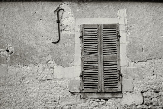 Closed Window Shutters in Black and White