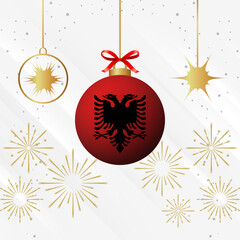 Christmas Ball Ornaments Albania Flag Celebration