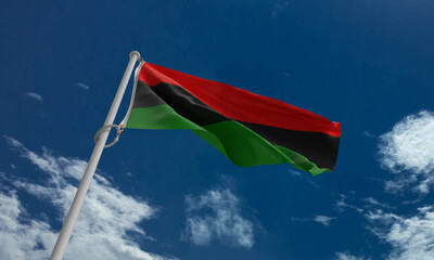 Blue sky flag juneteenth 19 day top view freedom celebration history african american slavery black...