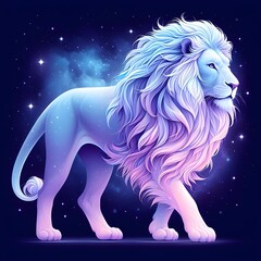 Obraz na płótnie Canvas Lavender pastel lion portrait The lion's mane is a light pastel blue.