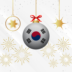 Christmas Ball Ornaments South Korea Flag Celebration