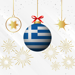 Christmas Ball Ornaments Greece Flag Celebration