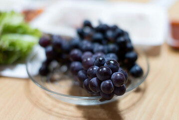 View of the grape on the dish