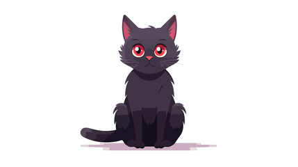 Scheming cat cartoon flat vector illustration 