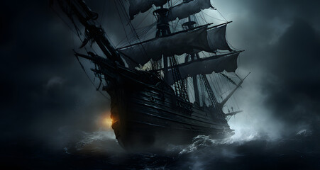 an image of a ship on a stormy sea