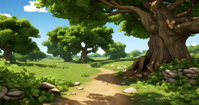an image of a cartoon forest scene