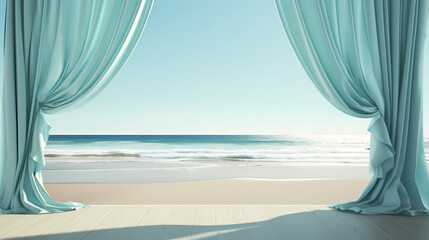Panoramic view with tulle curtains