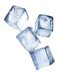 Obraz premium Falling ice cube, isolated on white background, clipping path, full depth of field