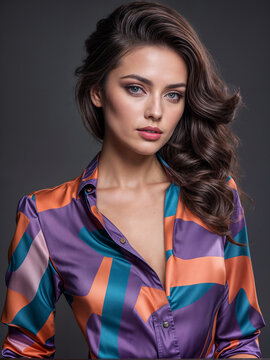 Beautiful fashion woman model in photo studio