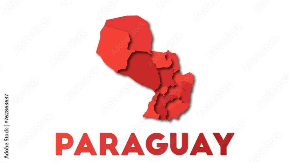 Poster paraguay map showing regions. animated country map with title. 4k resolution animation.