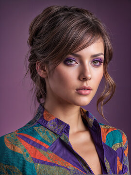 Beautiful fashion woman model in photo studio