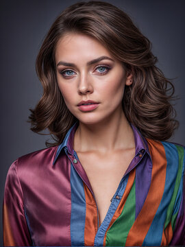 Beautiful fashion woman model in photo studio