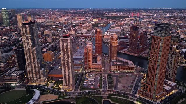 Transformed High-rise residential towers of Hunters Point Long Island City New York