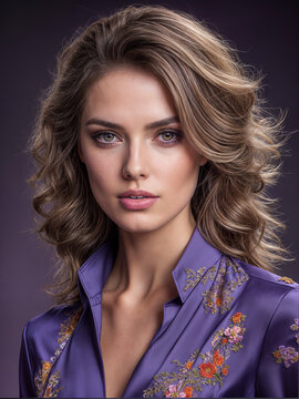 Beautiful fashion woman model in photo studio