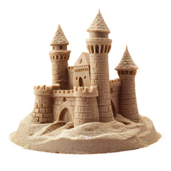 Beach Sandcastle with Towers isolated on transparent background