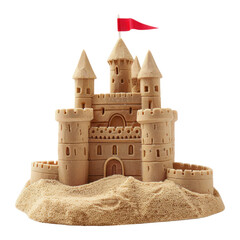 Beach Sandcastle with Towers isolated on transparent background