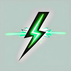 Vibrant Green: Neon Lightning Icons(Generative AI)