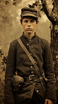 Civil War Soldier: Vintage Portrait in Historical Uniform

